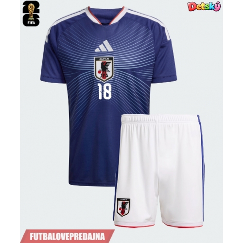 Lacne Dětský Futbalové dres Japonsko Ayase Ueda #18 MS 2026 Krátky Rukáv - Domáci (+ trenírky)